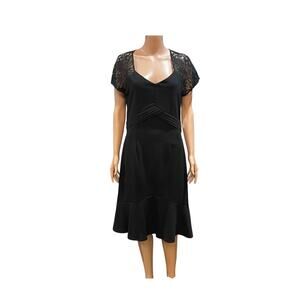 New Velvet Fleur Black V-Neck Knee Length Dress Size 10